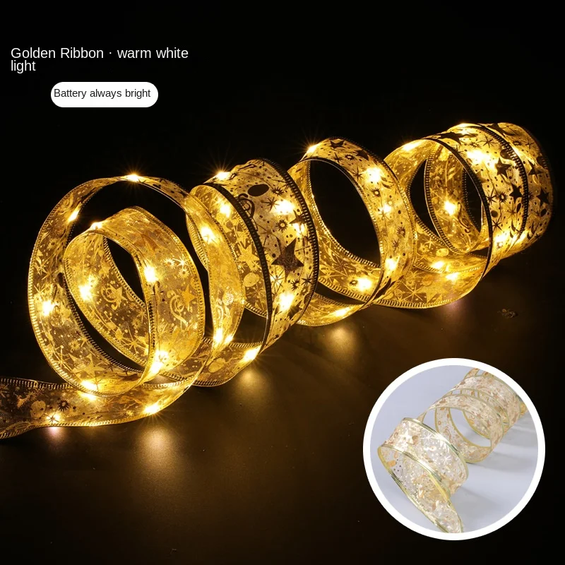 thumbnail image 1 of LED Ribbon Fairy Lights Christmas Decoration Christmas Tree Ornaments for Home 2023 DIY Bows String Lights Navidad New Year 2024, 1 of 5