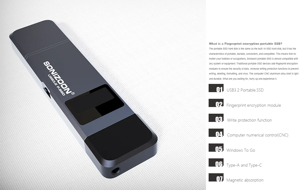 criptografia de impressão digital portátil escrever proteção função estado sólido pen drive usb flash drive para mac