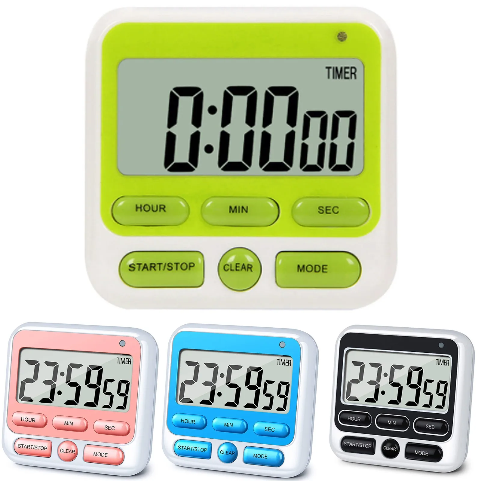 

Digital Kitchen Timer Large Digits Loud Alarm Magnetic Holder ON/OFF For Cooking Game Exercise Office Black Digital Timers
