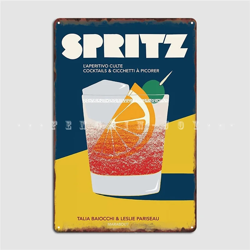 Aperol Spritz Vintage Metal Sign Club Party Plates Design Bar Cave Tin Sign Poster