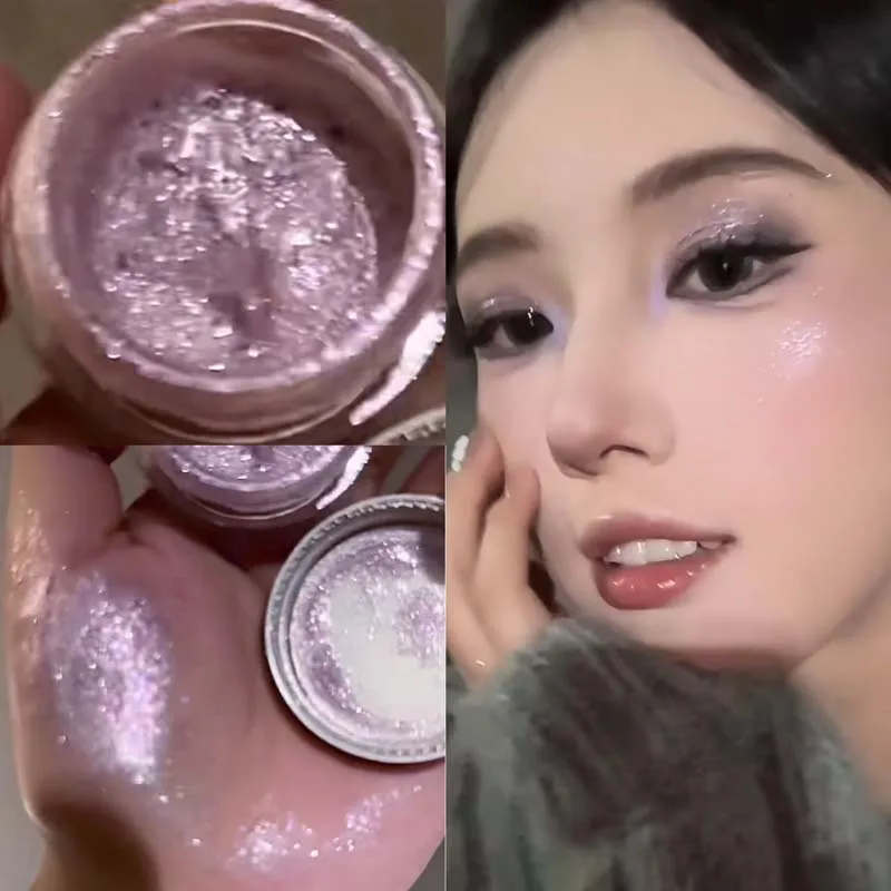 Diamond Purple Liquid Gel Eyeshadow Pearl Glitter Highlighter Sequins Monochrome Shimmer Eye Shadow Brighten Quick Drying Makeup