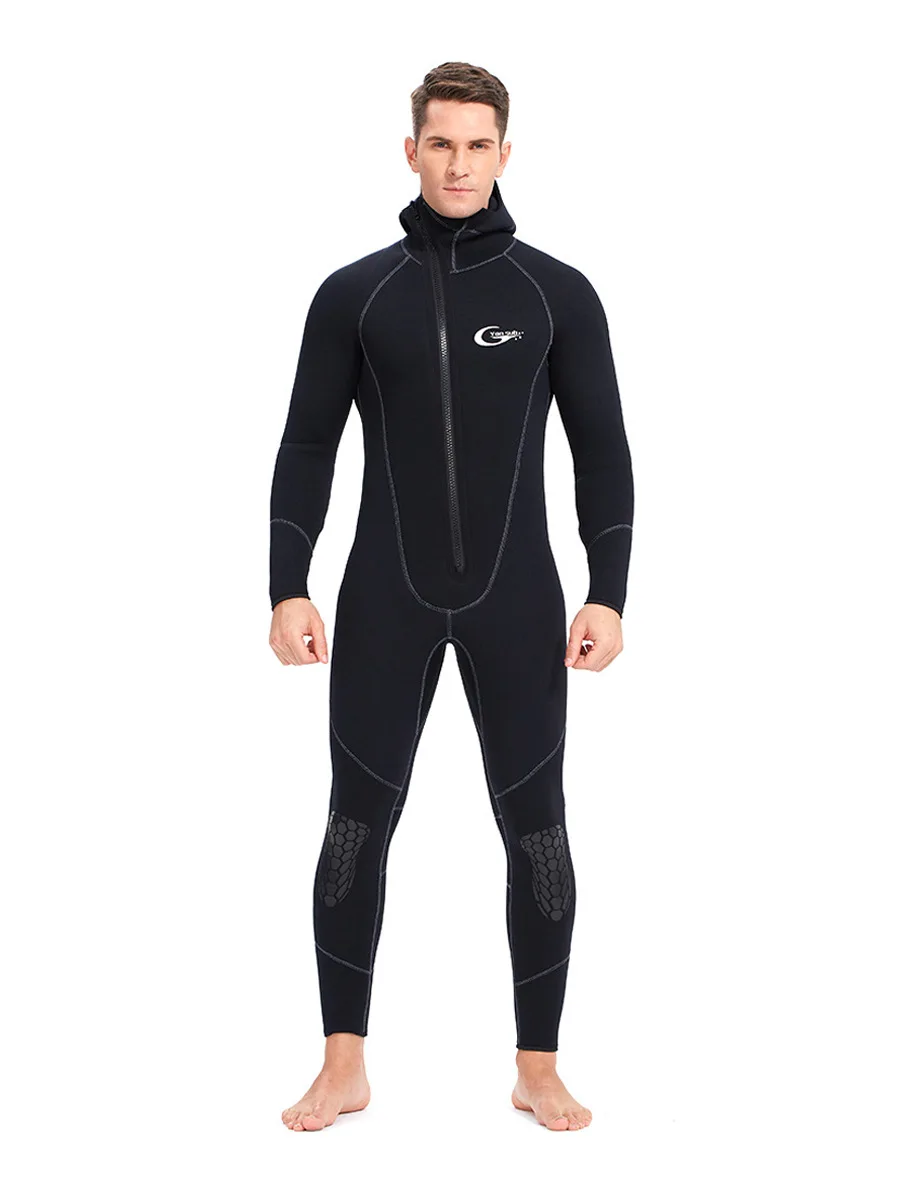 Men's 7mm Neoprene Hoodie Wetsuit, Front Zip Full Body Keep Warm Scuba Diving Suit Underwater Hunting Surfing Spearfishing 3