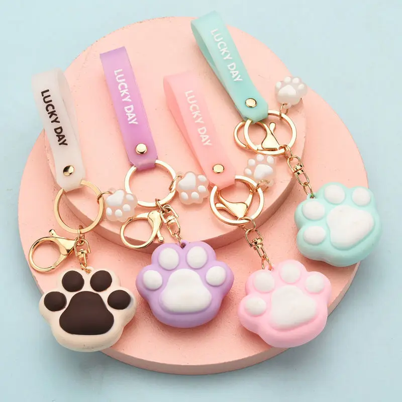 Cute Cat Paw Keychain Kawaii Anti Lost Keyrings Fashion