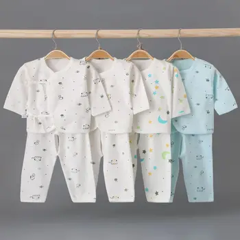 Vestiti del neonato Unisex due pezzi 100% cotone intimo vestito ragazzo ragazza manica lunga morbido pigiama bambino 2 pezzi Set bambino A555 1