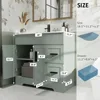 36" Bathroom Vanities Sink Combo Set, Modern Cabinet w/Wave Lines, Undermount Ceramic Sink w/Matte Black Faucet Drain 2
