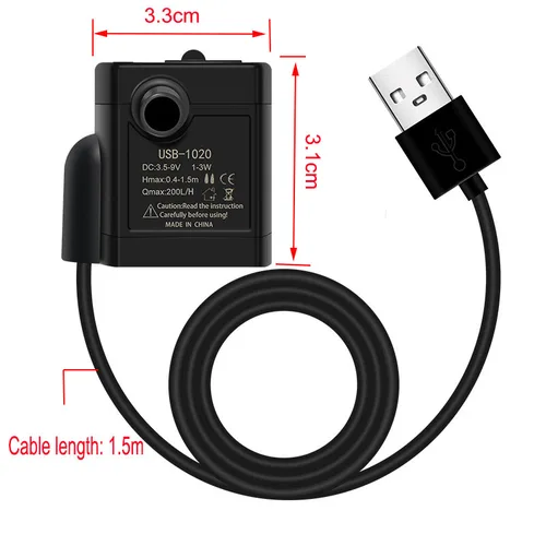 USB 워터 펌프 미니 DIY 수족관 필터 저소음 브러시리스 모터 펌프 수족관 액세서리, 애완 동물을 위한 잠수정 워터 사이클 2