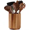 Acacia Wood Rotating Utensils Holder,Kitchen Countertop Organizer for Spoons,Forks,Knives,Cutlery Gadget Tools Storage Container 6