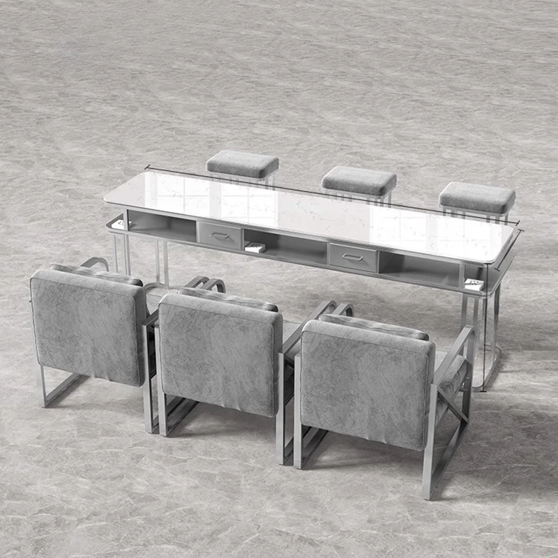 

Modern Nail Table Designer Commercial Makeup Equipment Exquisite Table Beauty Vanity Mesas De Manicura Salon Furniture CY50NT