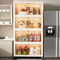 Large Kitchen Cabinets Double Door Folding Storage Box Home Living Room Toy Storage Cabinets Multi-layer Kitchen Storage Box Z 2