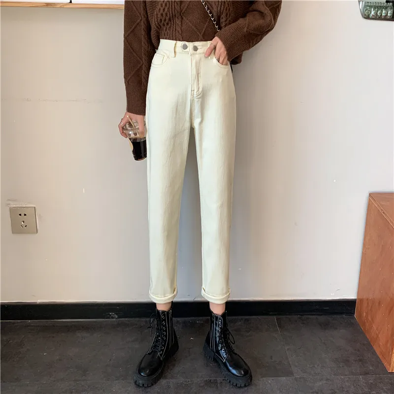 Calças de Brim Solto na Moda Largas Mulheres Lazer Streetwear Vintage Cintura Alta Denim Mais Jovem Elegante Harajuku Botão All-match Baggy 6 Computers & Electronics