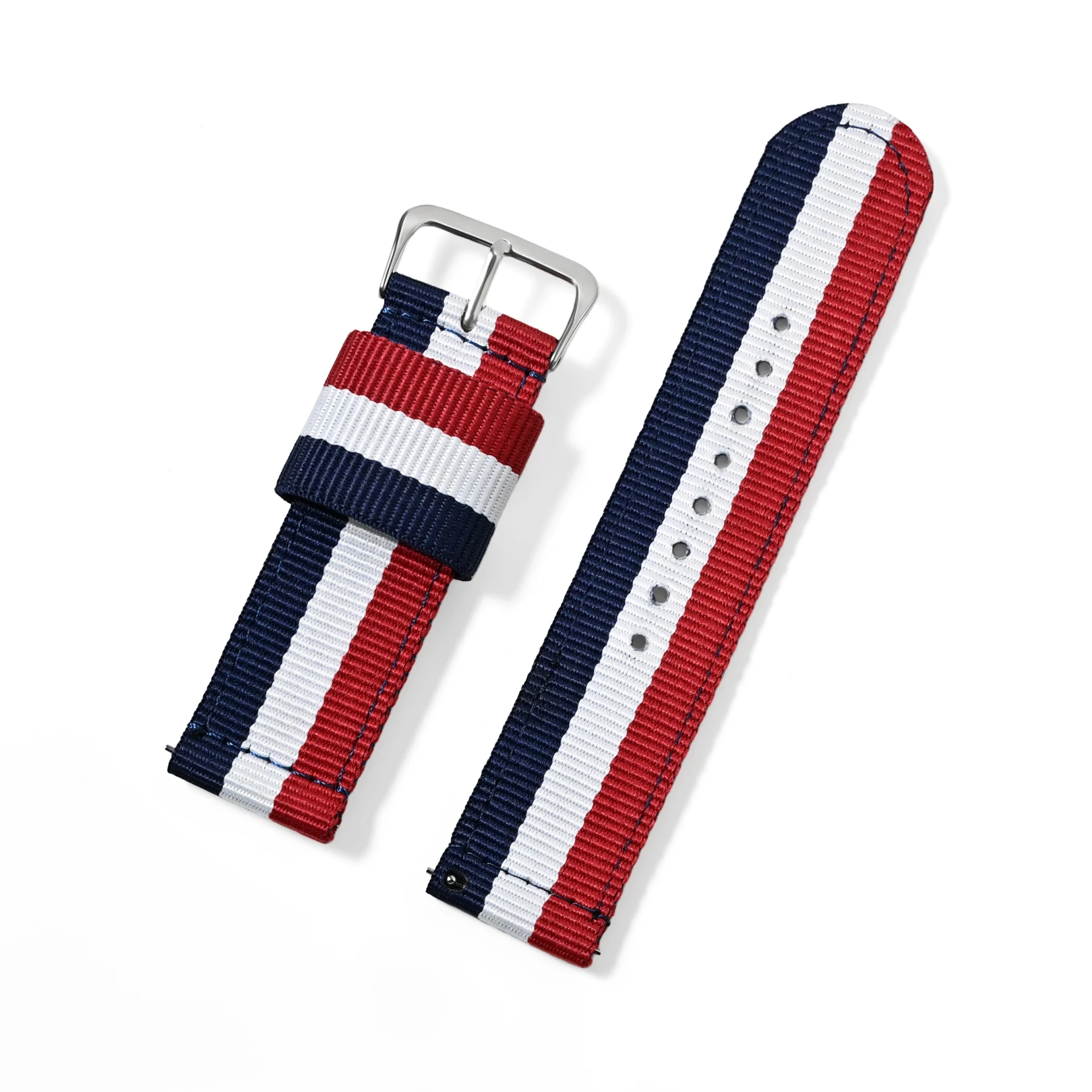 Enhanced Intercolor Striped Quick Release Nylon Watch Strap