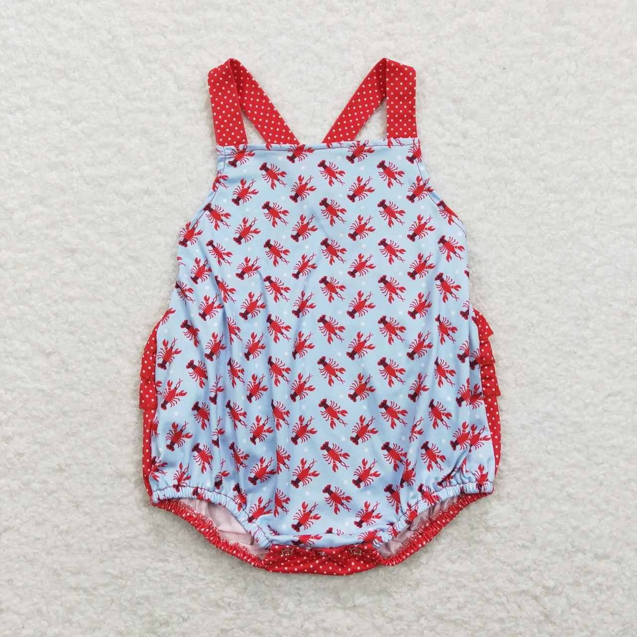 Wholesale Kids Children Crawfish Romper Toddler Newborn Summer Sleeveless One-piece Matching Baby Boy Girl overalls Clothing 2