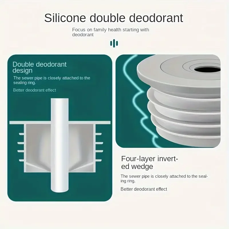 1PC Anti-backflow Odor Prevention Device For Sewer Pipes Kitchen Sinks Washing Machines Silicone Sealing Ring Drain Plug 4