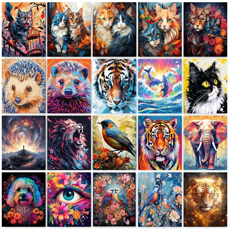 

GATYZTORY Pictures By Number Colorful Animals Kits 40x40cm Painting By Number Drawing On Canvas Handpainted Art Home Decor
