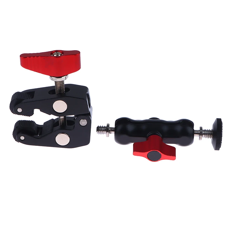 Metal Super Clamp with Double Ball Head Magic Arm Clamp 1/4'' 3/8'' Hole for Phone Video Mount Camera Monitor LED Light Mic