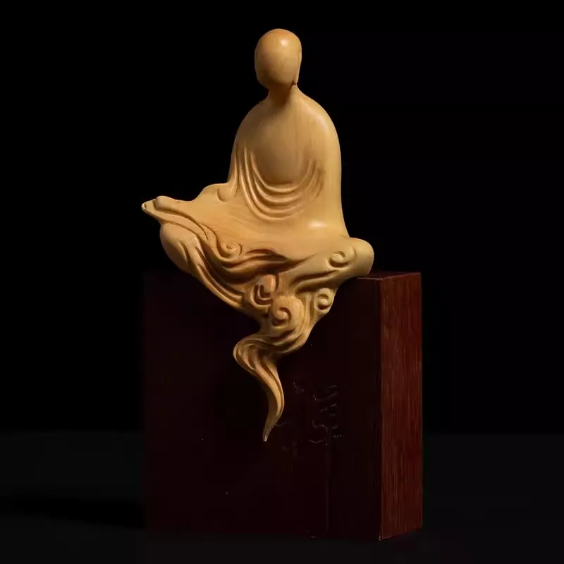 Huangyang wood ,Chinese Zen style, formless Buddha,carving crafts, creative solid wood, exquisite Buddha statue ornaments