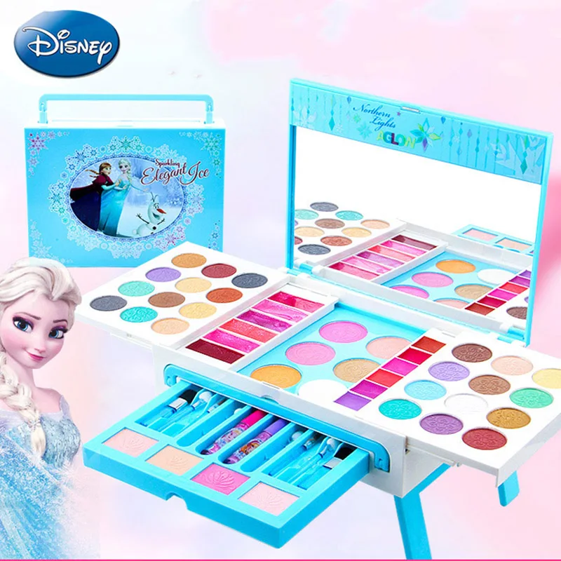 

Disney New Cartoon girls frozen Dressing Tables real makeup toys Dream Princess table set House toys Water-soluble cosmetics