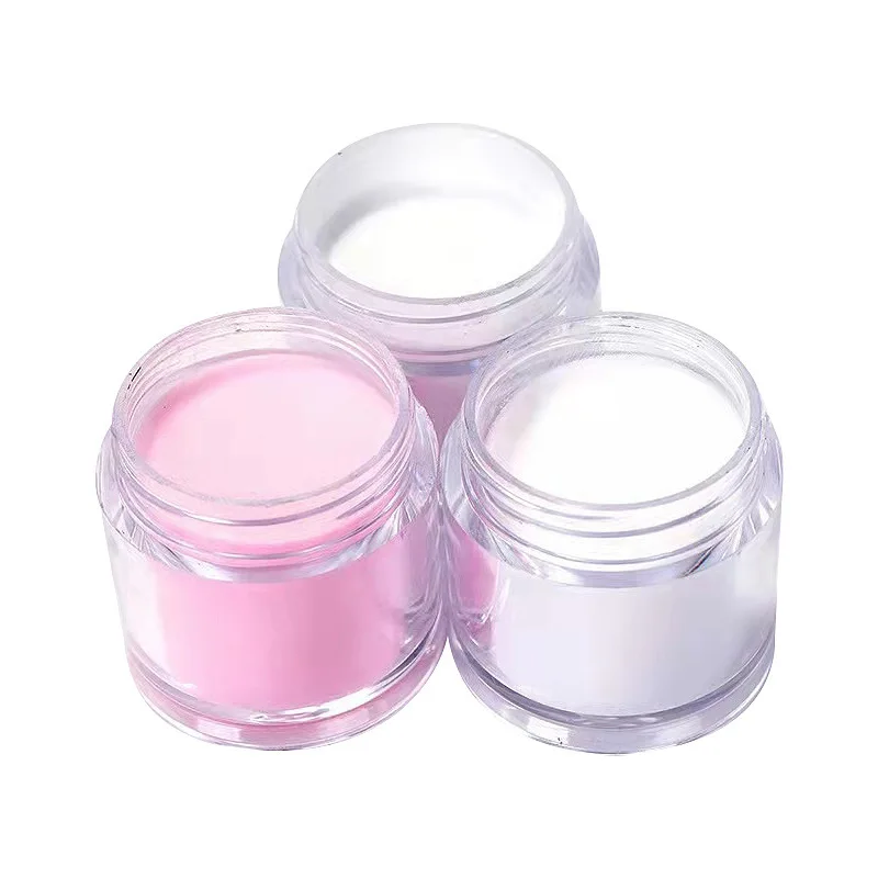 10g/bottle Acrylic Nail Powder For Nails Extension Clear White Pink Flower Carving Builder Manicure Nail Art Decoration Glitter
