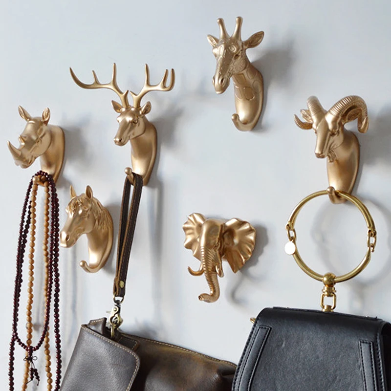 Wall Hanging Hook Vintage Deer Head Antlers for Hanging Clothes Hat Scarf  Key Deer Horns Hanger Rack Wall Decoration