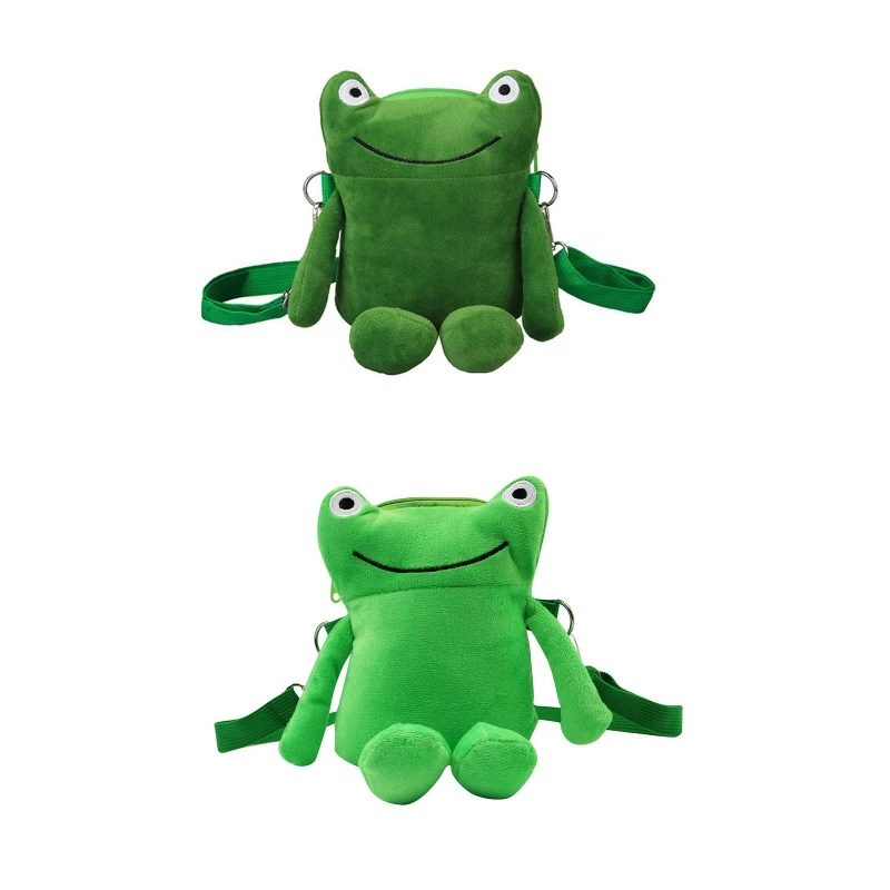 

Персонализированная сумка через плечо, милая зеленая сумка-мессенджер с лягушкой, мультяшная сумка для куклы, плюшевая сумка для