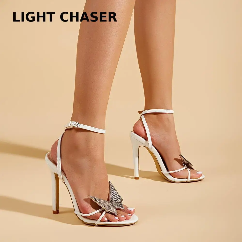High-heeled Sandals Women's Summer All-match Temperament Rhinestone Butterfly Stiletto Sandals Women's Party Dress Women's Shoes