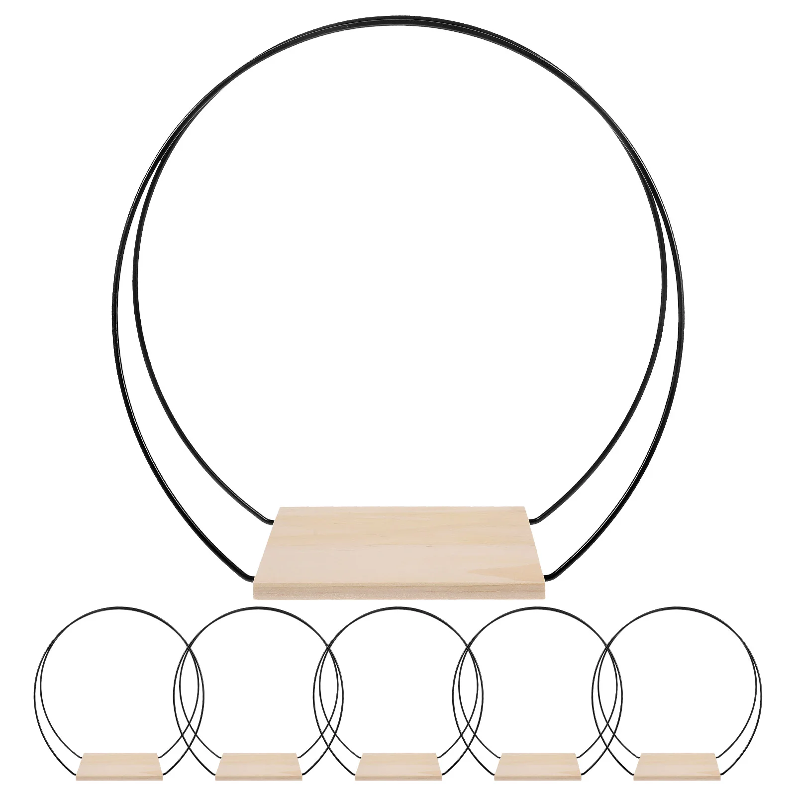 

1 Set of Iron Flower Hoop Centerpiece Table DIY Wreath Ring with Wood Base DIY Accessory