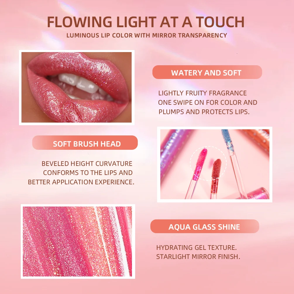 9Pcs/Sets Glitter Lip Glaze Liquid Lipstick Set Shine Lip Gloss Gift Box Natural Moisturizer Waterproof Lips Makeup For Women 4