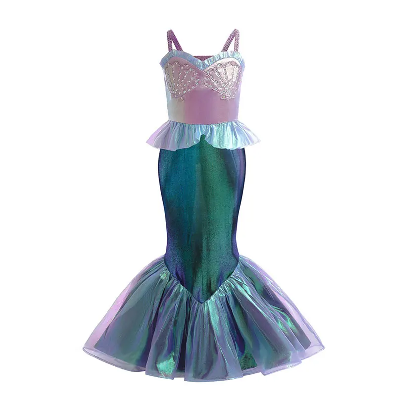 thumbnail image 1 of Vestido de princesa Ariel para niñas, disfraz de cola de sirena para carnaval, cumpleaños, Halloween, ropa de fiesta, novedad de 2023, 1 of 5