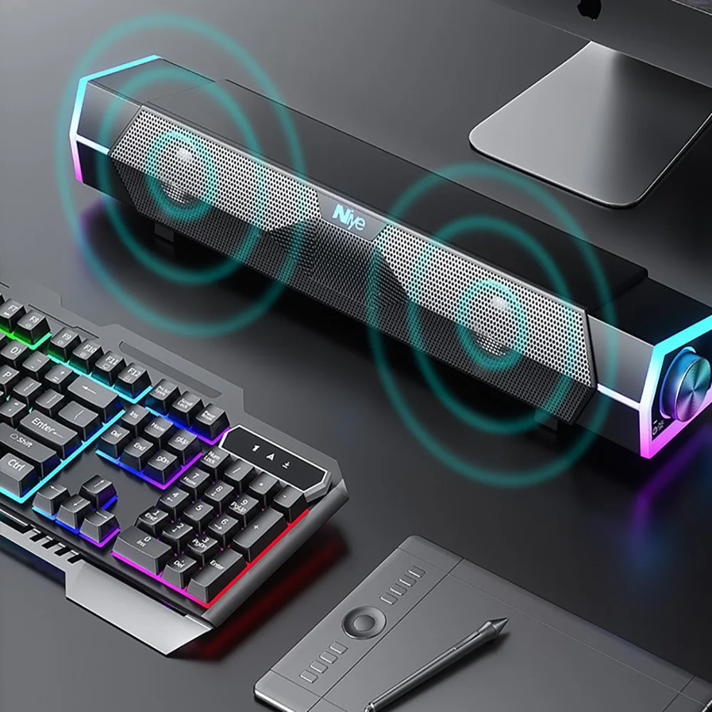 Bluetooth Computer Speakers 4D Computer Speaker Surround Soundbar Bluetooth Speaker5.0 Wired Loudspeaker Stereo Subwoofer for Laptop PC Gamer