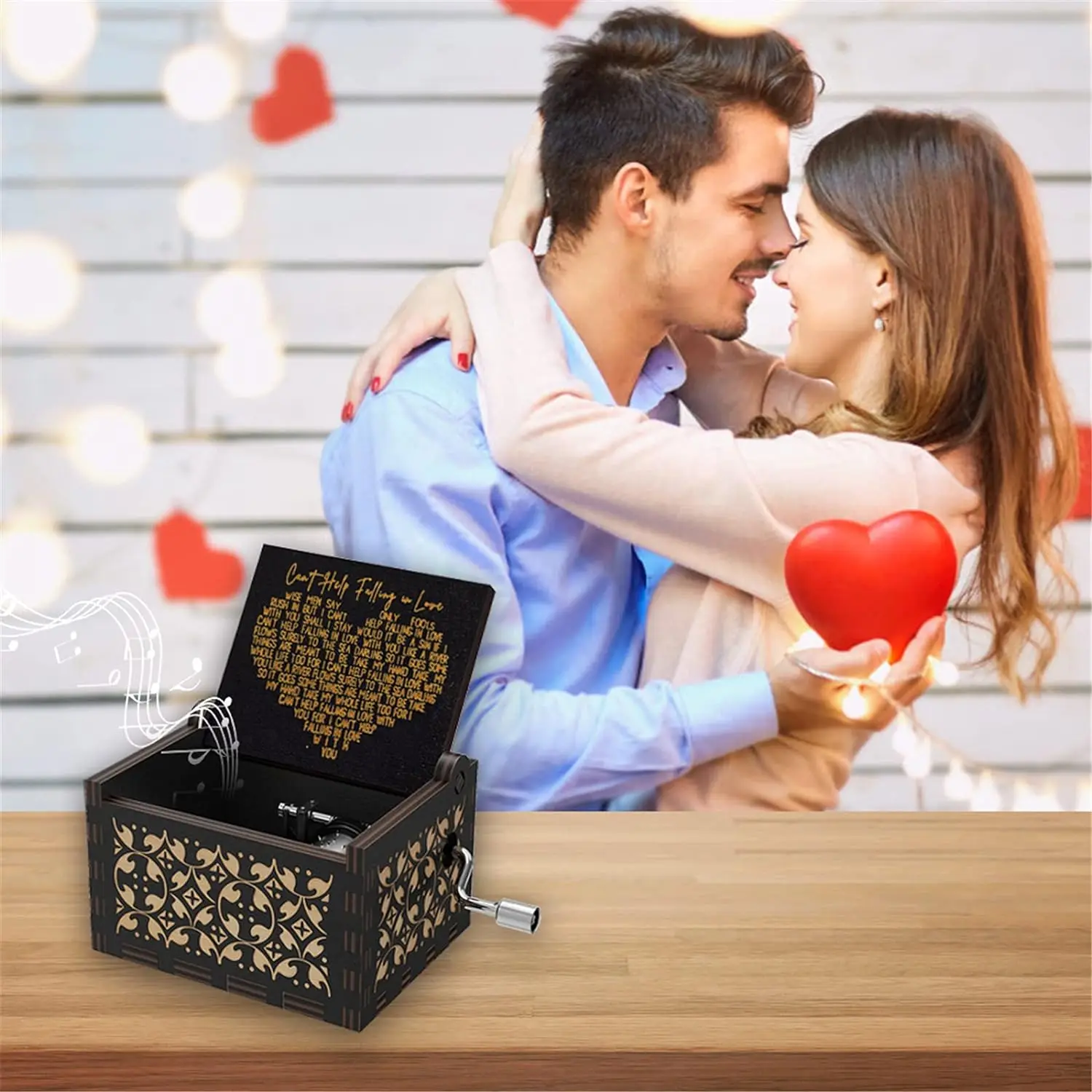 Wooden Hand Cranked Falling In Love Music Box Lover Valentine Day Gifts Birthday Present Wooden Music Box 5