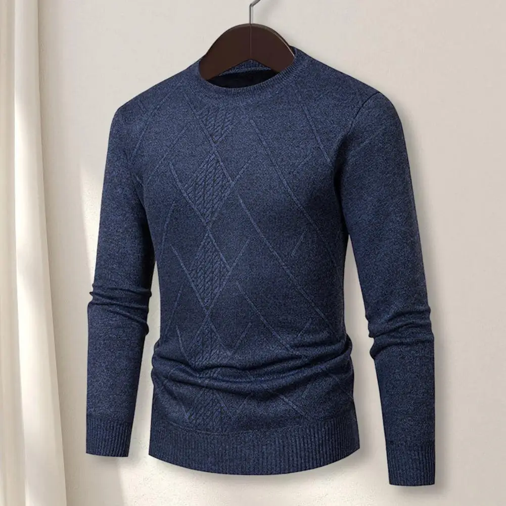 

Men Pullover Sweater Stylish Men's Mid-length Casual Pullover Sweater Solid Color Round Neck Long Sleeve Ideal Winter for Autumn