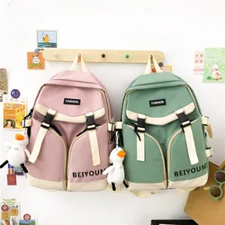 Female School Student Panelled Book Bag Travel Girls Rucksack Korean Fashion Women Waterproof Backpack for Teenager Mochila