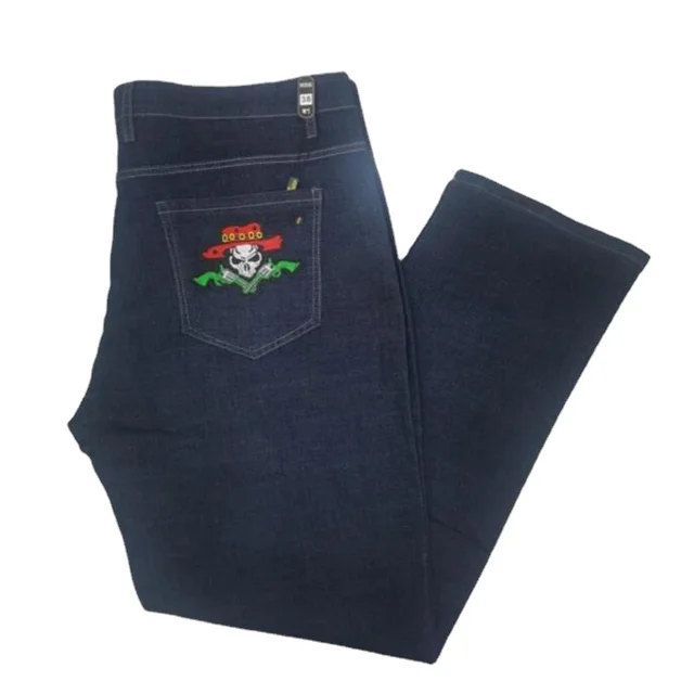 Новые высококачественные Простые Модные Стрейчевые мужские джинсы с мультяшным рисунком брюки 1