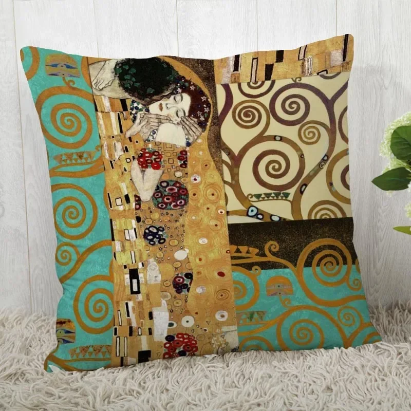Elegant Gustav Klimt Art Satin Pillowcase - Home & Office Decor Cushion Cover 40x40cm