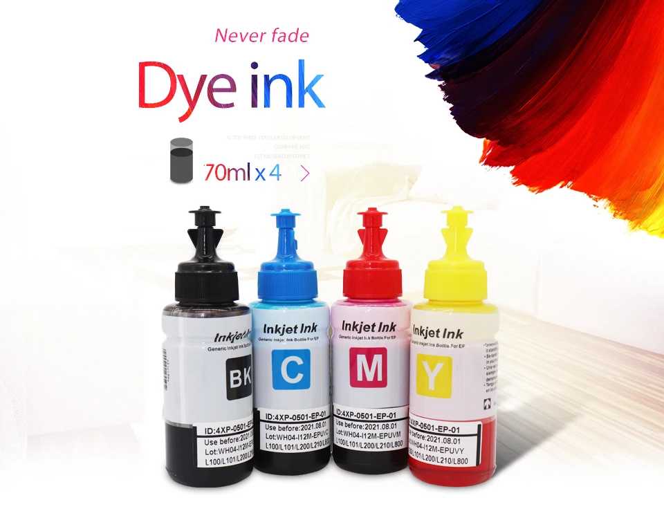 Description Picture 3 of itemUniversal Dye ink Refill Ink kit for Iconic Brand HP Epson Brother Inkjet Printer CISS Cartridge Printer Ink 4*70ml