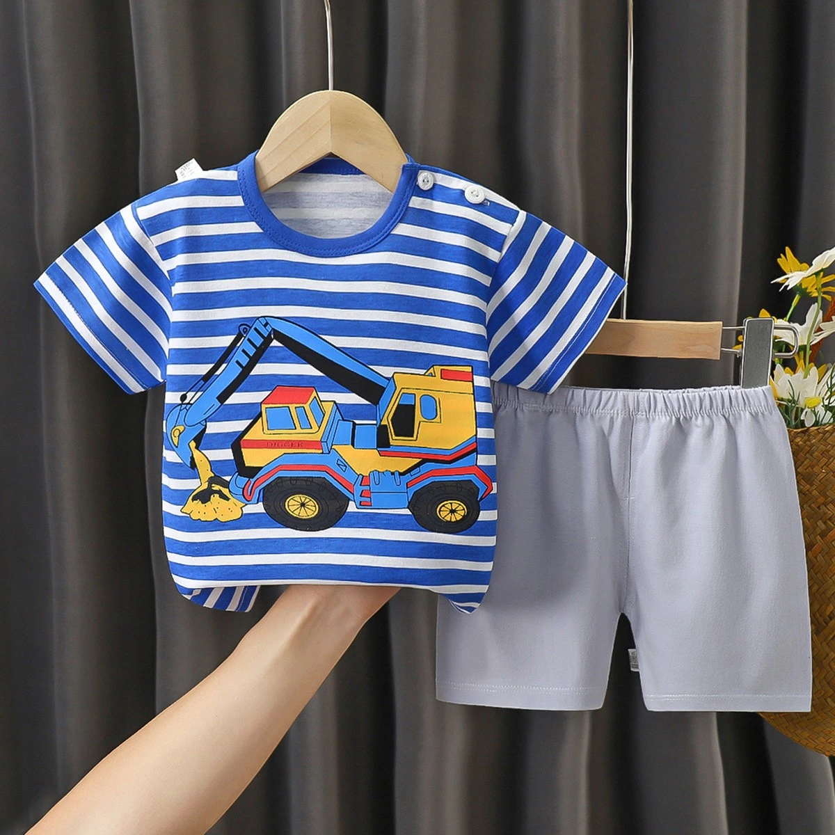 Brand Clothing Baby Boys Sets Fashion Striped T-shirt + Shorts 2pcs/set Summer Short Sleeve Suit For Kids Clothes 6month-6age clothing set dye	