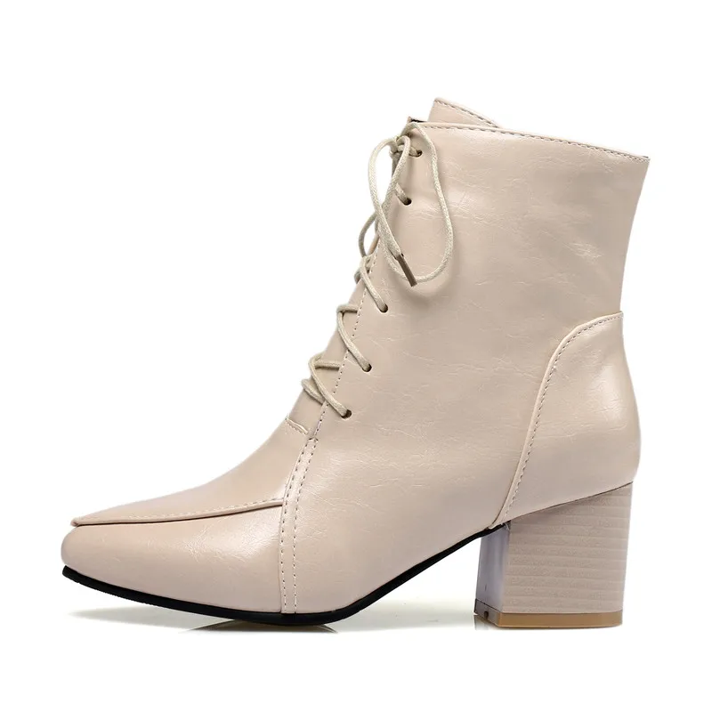 Ženy vysoký káča boty wooder  textura šněrovací jaro boty hnědá černá pointy prst šev vintage botas pro široký nohou EU32-45 27cm