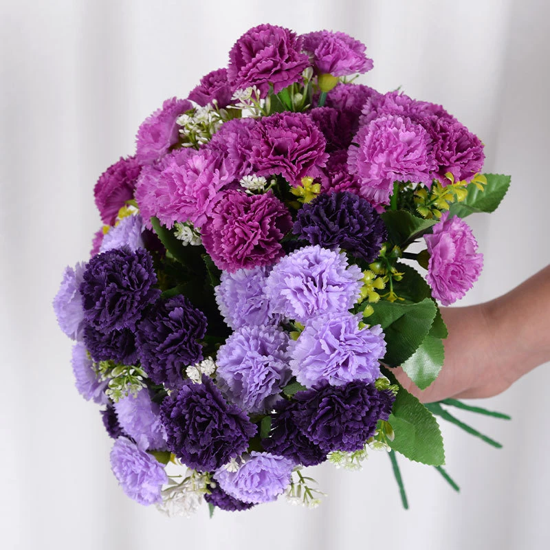 33cm Artificial Flowers Carnation Bouquet 12 Head Fake Flowers for Home