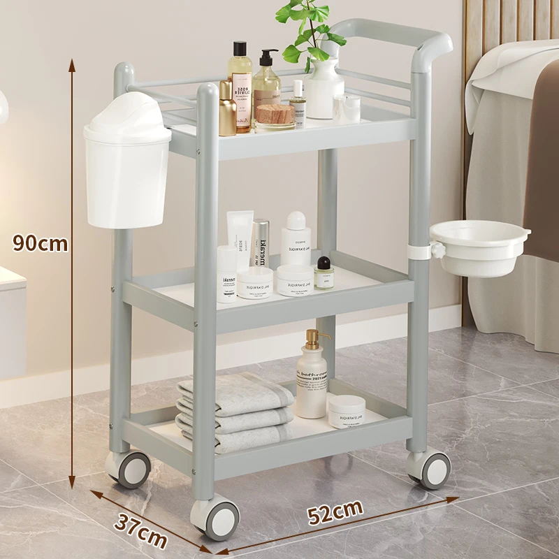 Multi Layer Storage Trolley Professional Beauty Salon Furniture Aesthetic Roulette Storage Trolley Manicure Auxiliary Cart Iron Cosmetic Helper Wheels Tray