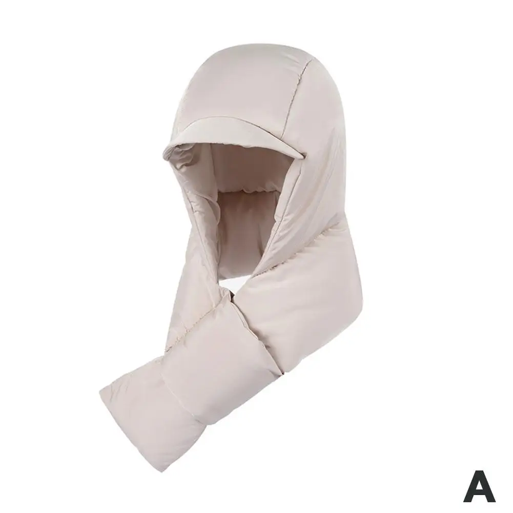 New Design Hat Scarf One Woman Winter All Cute Fluffy Warm Hooded Thickened Winter Hat Windproof Bib Anti-freeze C0f8