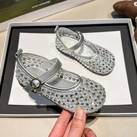 Sandales d'été pour enfants, nouvelles sandales à fond souple pour filles, chaussures de plage décontractées à paillettes, antidérapantes, maille respirante 2