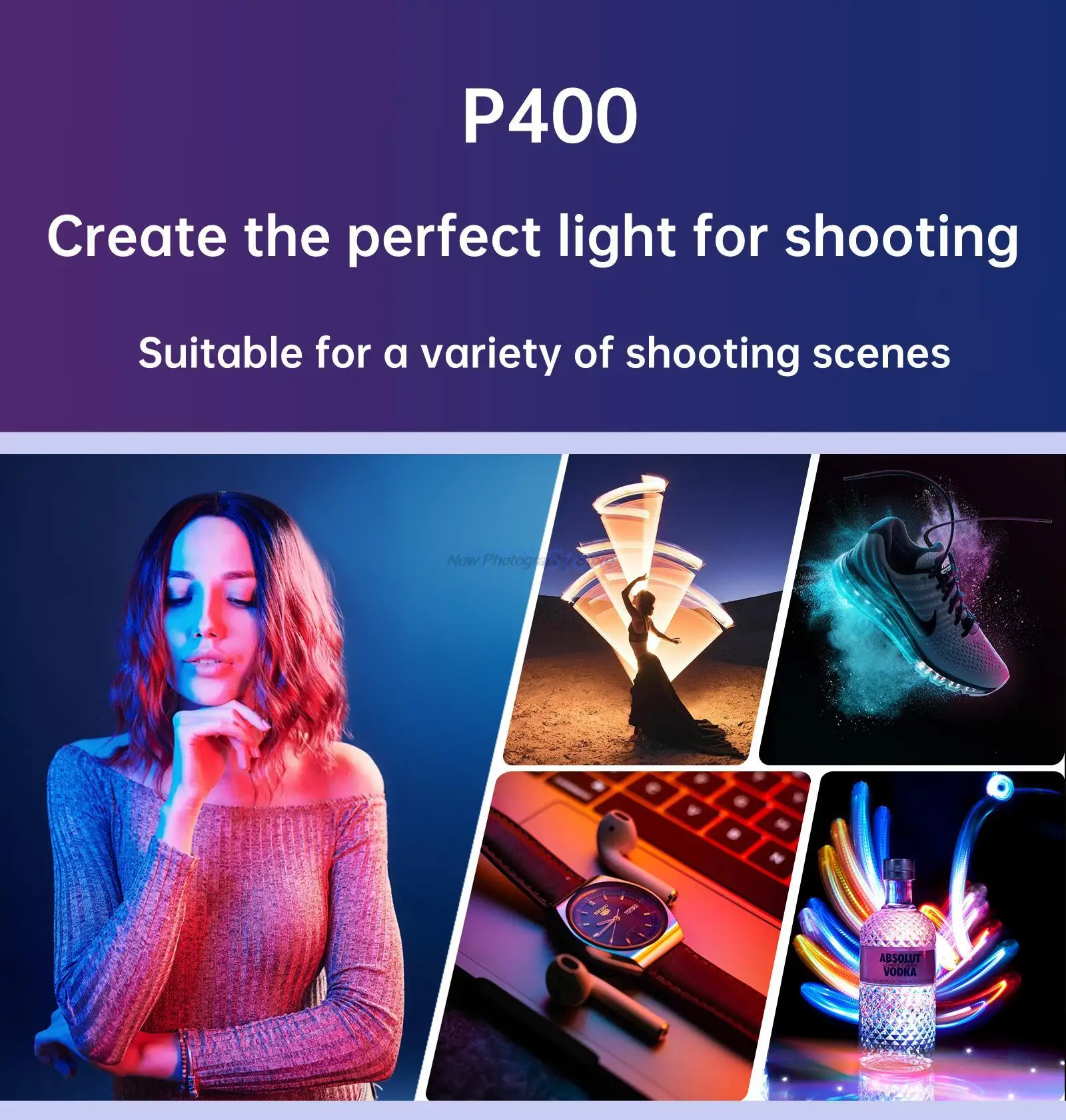 LUXCEO P400 LED Video Stick Handheld RGB Light Wand Photography Video Colorful Lamp CRI 95+ 2500K- 6500K For Studio Photo Vlog