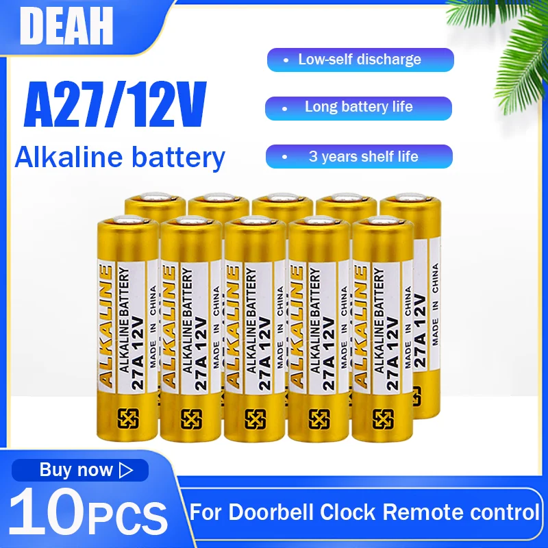 10pcs 12V A27 27A Alkaline Battery G27A MN27 MS27 GP27A L828 V27GA