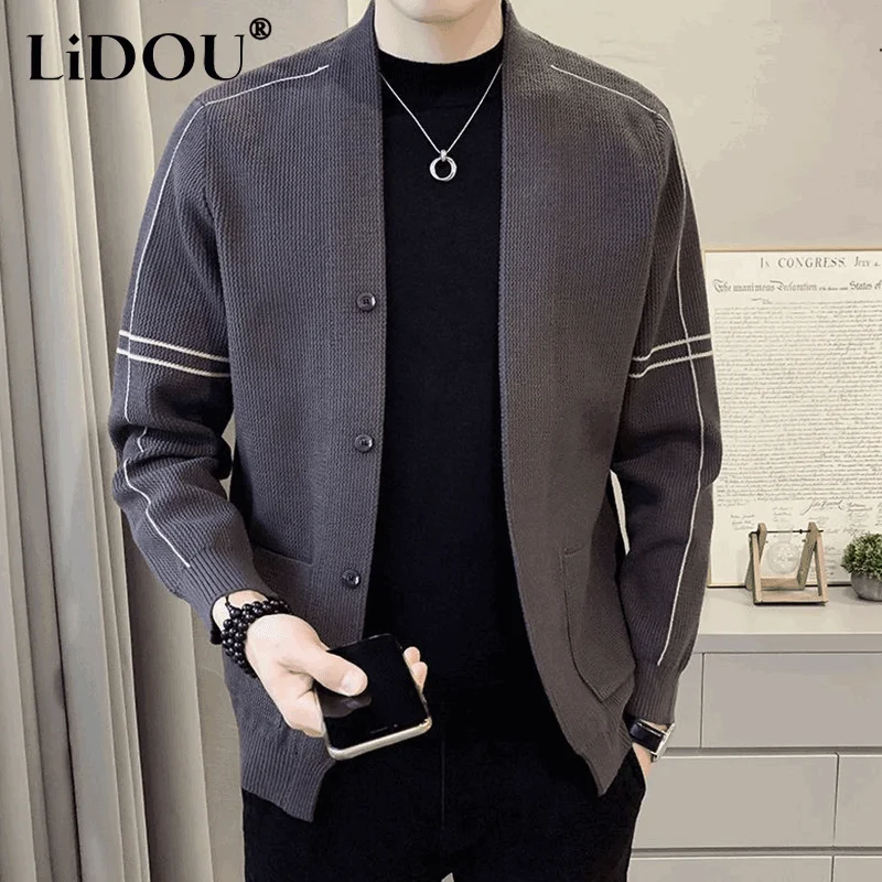 

Autumn Winter New Fashion Temperament Simple Korean Sweater Man Gentle Knitwear Solid Color Loose Male Tops Streetwear Clothes