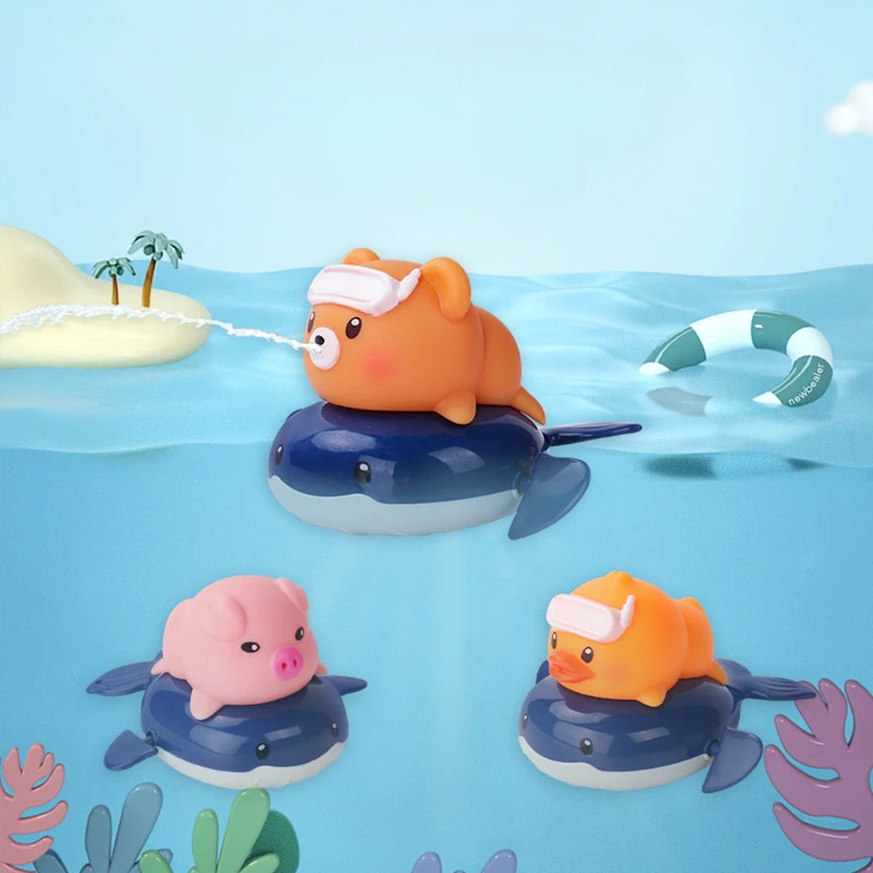 Bagno Per Bambini Che Gioca Con L'Acqua Giocattolo Pull Cartoon Animal Submarine Little Yellow Duck Cute Pig Flying Fish Bathing Toy
