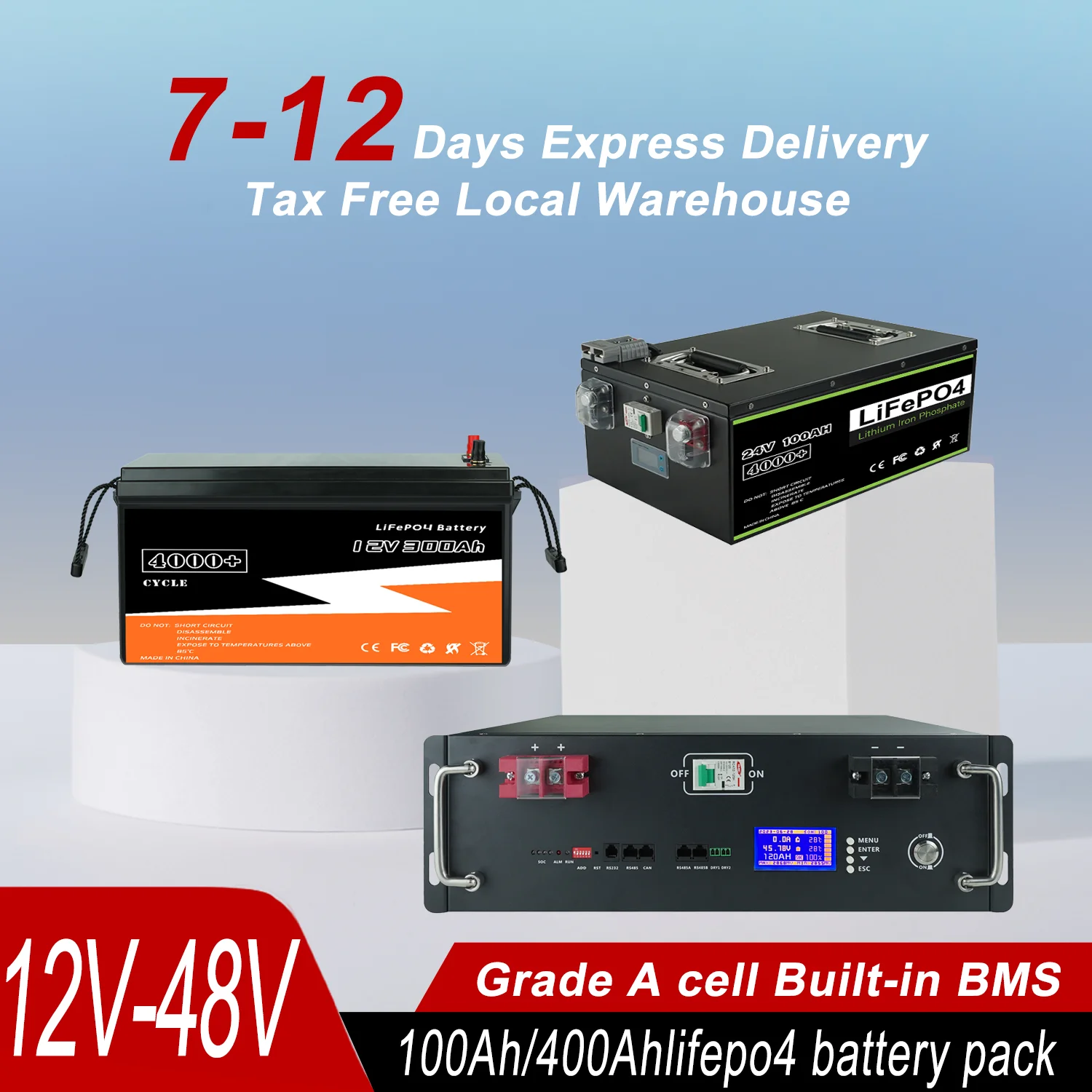 12V24V48V100Ah200Ah300AhLiFePo4batteriaintegrata4S150ABMS