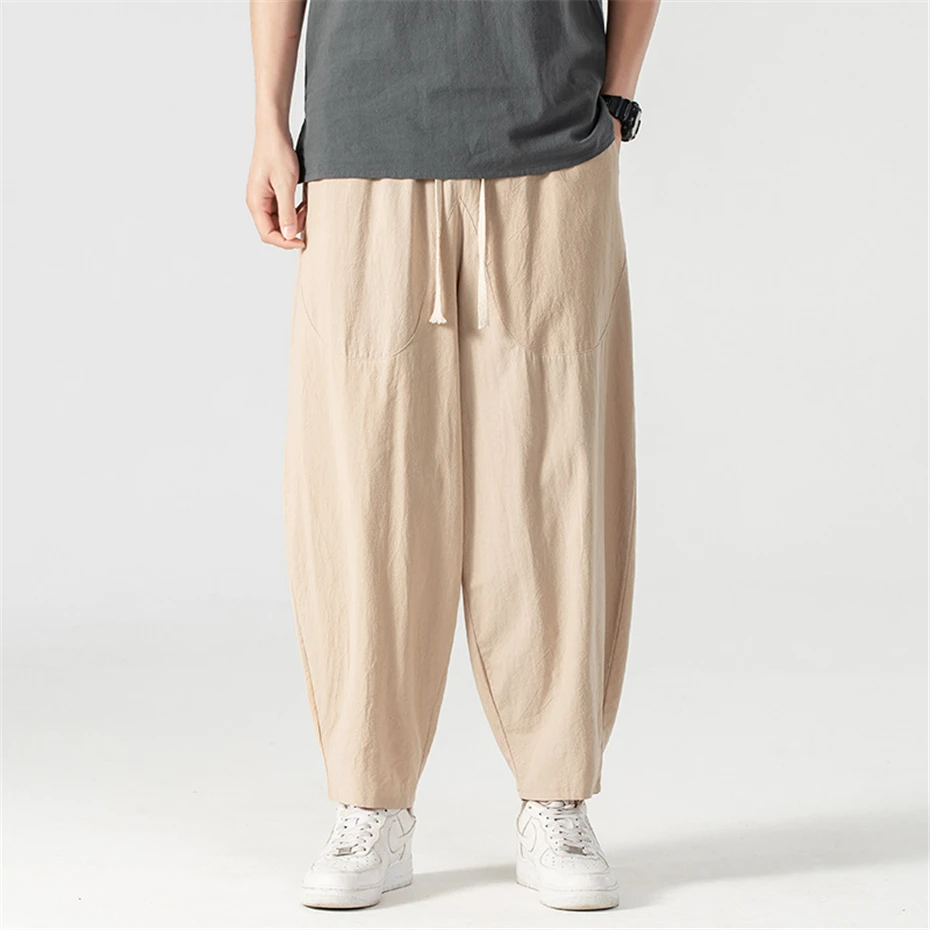 Linen Pants Men Baggy Pants Plus Size 9XL Summer Ankle-length Pants Male Solid Color Bottom Big Size 9XL - Image 6