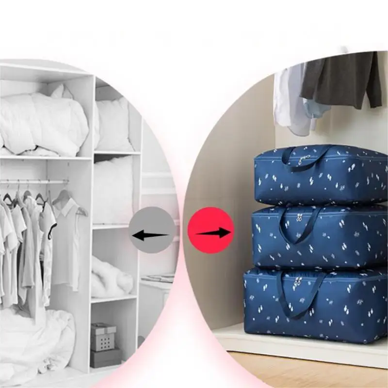 3pcs Oxford Cloth Quilt Storage Bag, Foldable Clothes Storage Bag, Household Zipper Organizer Bag 3
