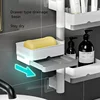 Soap Holder No Punching 180° Rotatable 4 Layers Soap Box Container Toilet Bathroom Wall Mounted Soap Holder Bathroom Storage Box 4