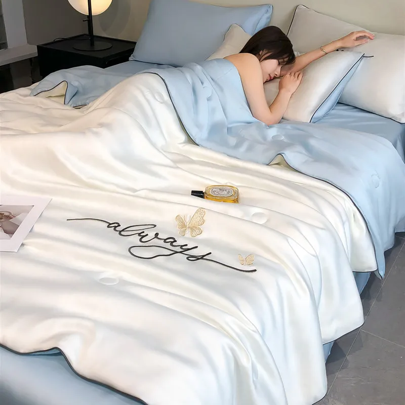 لحاف صيفي رقيق حريري لحاف فاخر على الطراز بطانية ق...